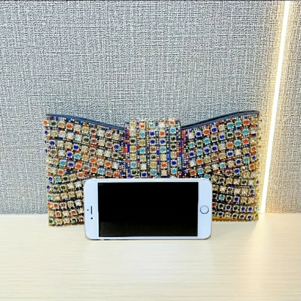Multicolor Crystal Embellished Evening Clutch